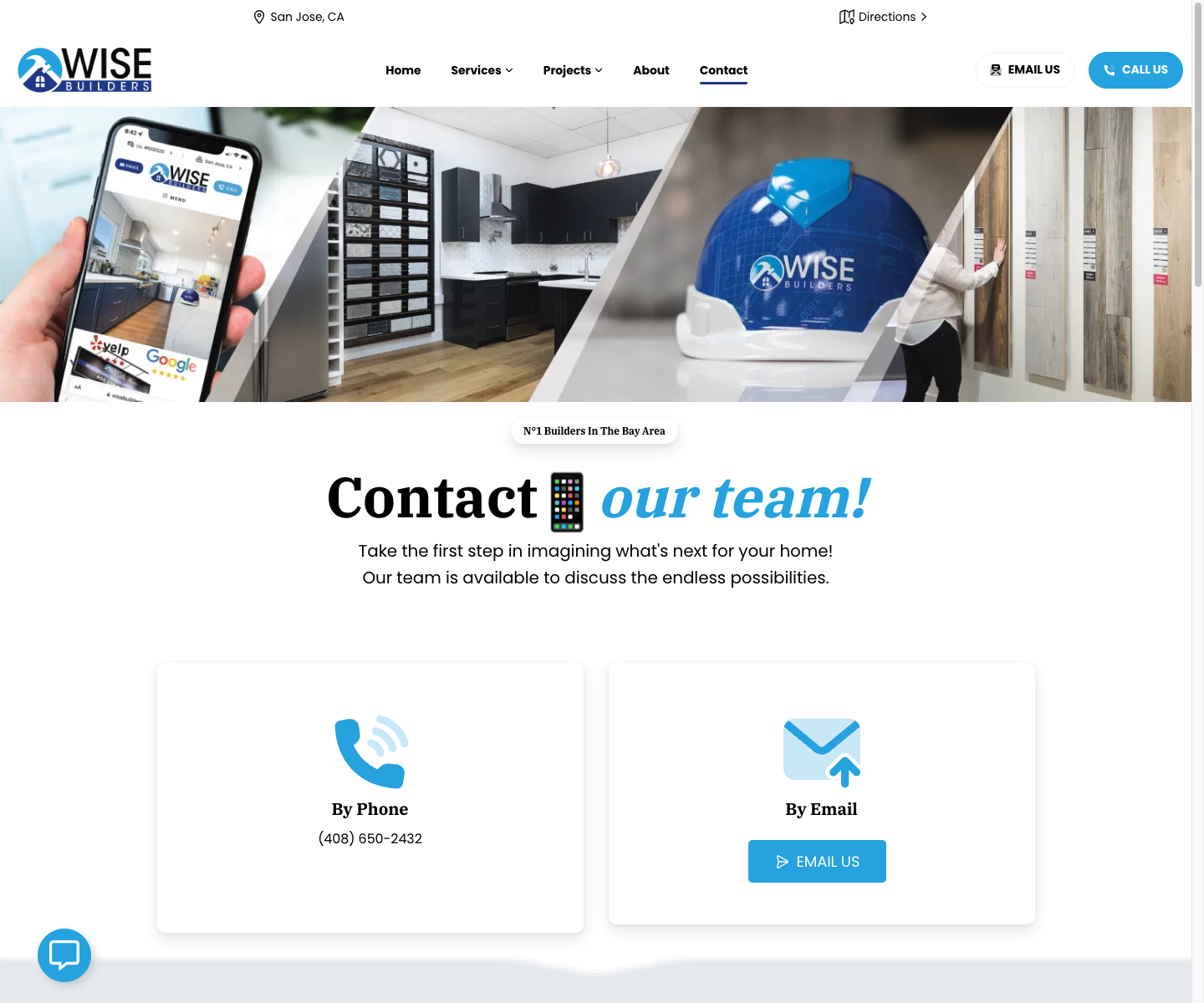 Wise Builders contact and consultation screenshot