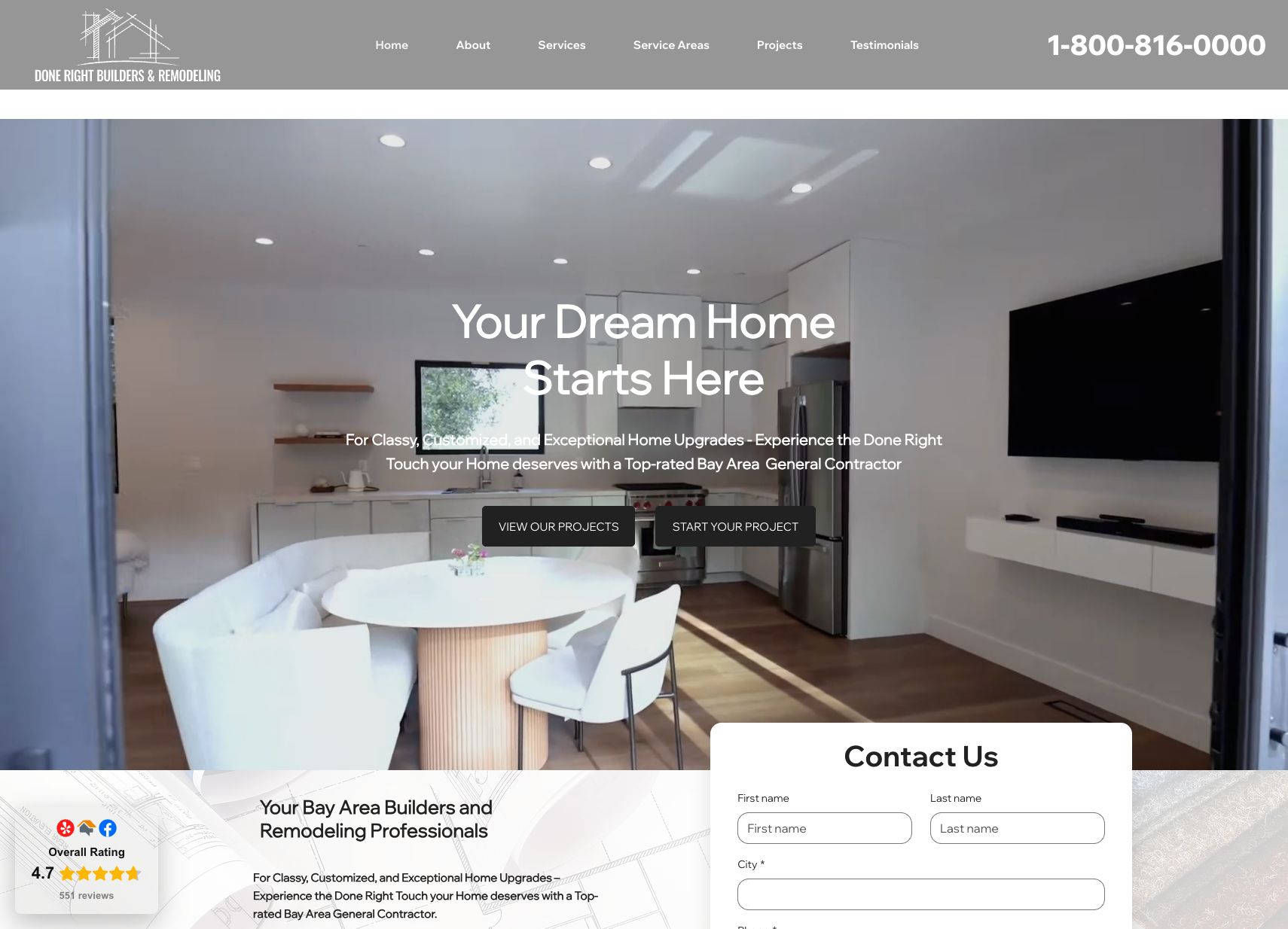 Done Right Builders Home page screenshot