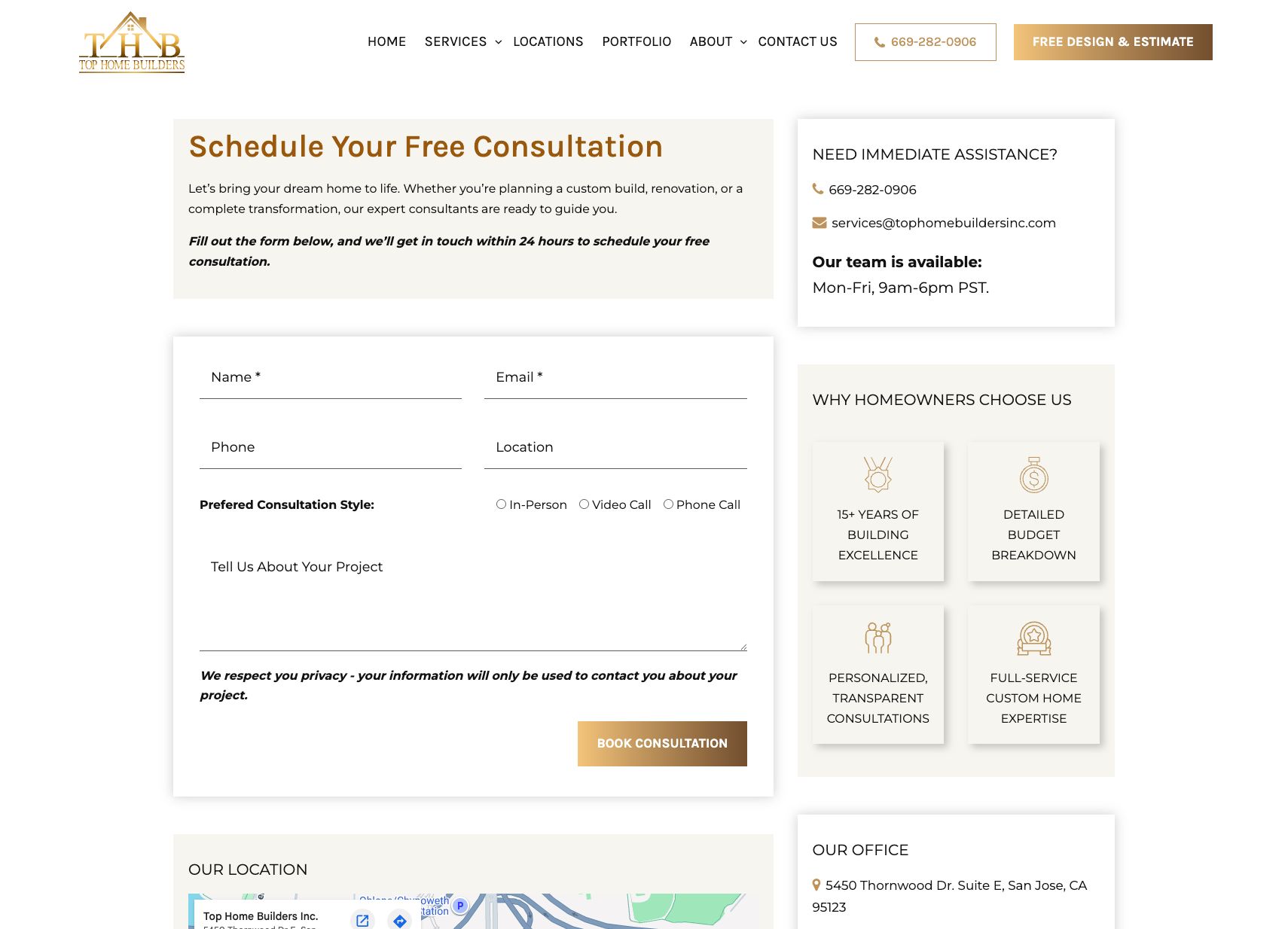 Top Home Builders Free consultation screenshot